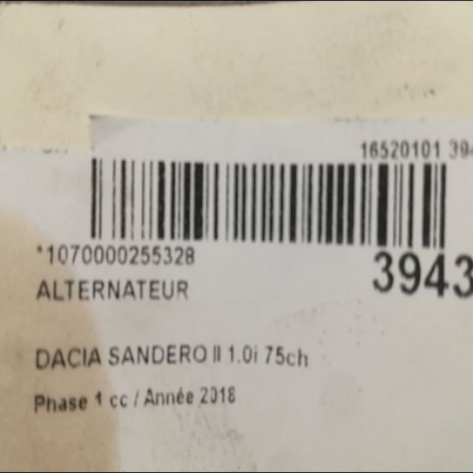 Alternateur occasion DACIA SANDERO II Phase 1 10-2012->... 1.0i 75ch 4