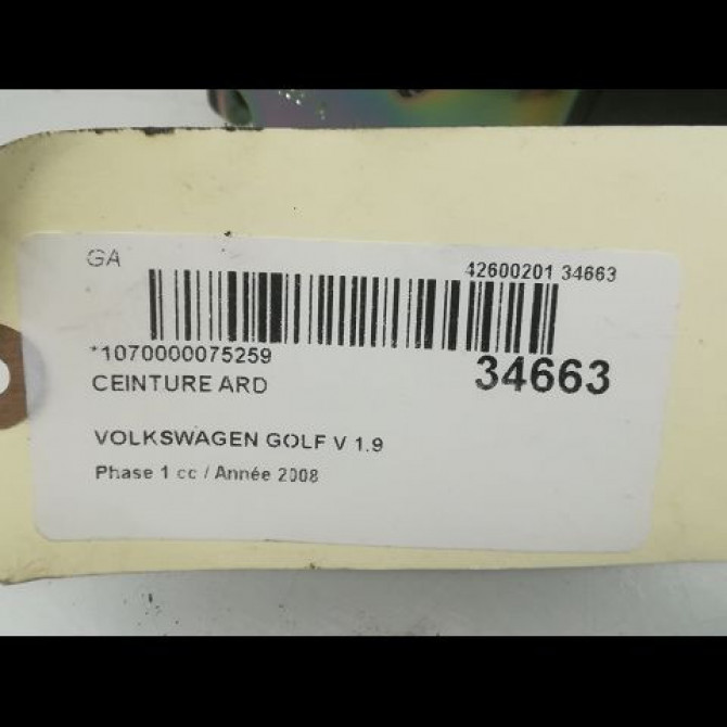 Ceinture arrière droite occasion VOLKSWAGEN GOLF V Phase 1 11-2003->10-2008 1.9 TDI 105ch 1K6857806AARAA 4