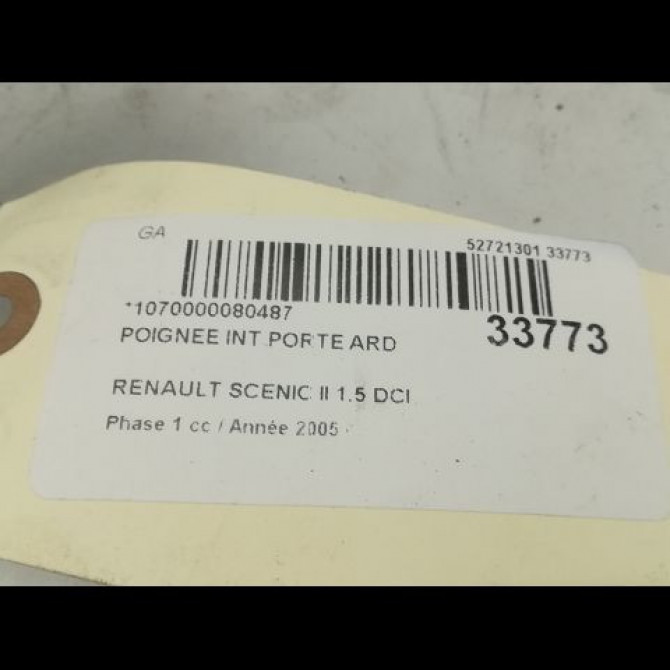 Poignee int porte ard occasion RENAULT SCENIC II Phase 1 03-2004->09-2006 1.5 DCI 100ch 8200843629 3