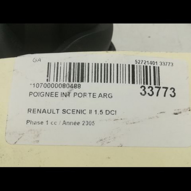 Poignee int porte arg occasion RENAULT SCENIC II Phase 1 03-2004->09-2006 1.5 DCI 100ch 8200843631 3