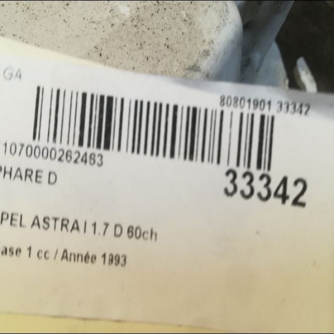 Phare droit occasion OPEL ASTRA I Phase 1 10-1991->06-1994 1.7 D 60ch 90442766 3