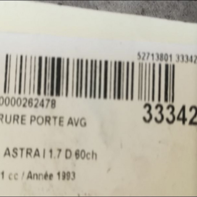 Serrure porte avg occasion OPEL ASTRA I Phase 1 10-1991->06-1994 1.7 D 60ch 90509509 3