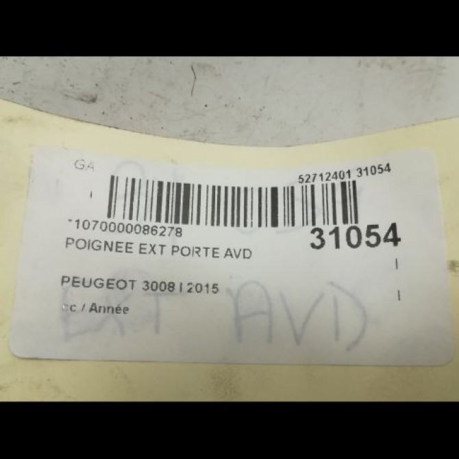 Poignee ext porte avd occasion PEUGEOT 3008 I 9101KH 3