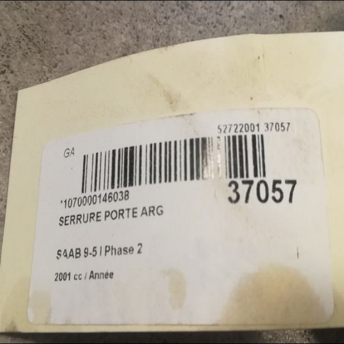 Serrure porte arg occasion SAAB 9-5 I Phase 2 07-2001->12-2005 4855193 3