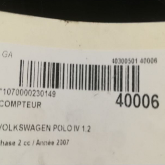 Compteur occasion VOLKSWAGEN POLO IV Phase 2 05-2005->09-2009 1.2 60ch 6Q0920842RXZ06 3