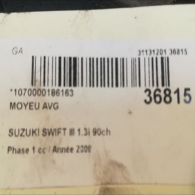 Moyeu avg occasion SUZUKI SWIFT III Phase 1 03-2005->09-2011 1.3i 90ch 3