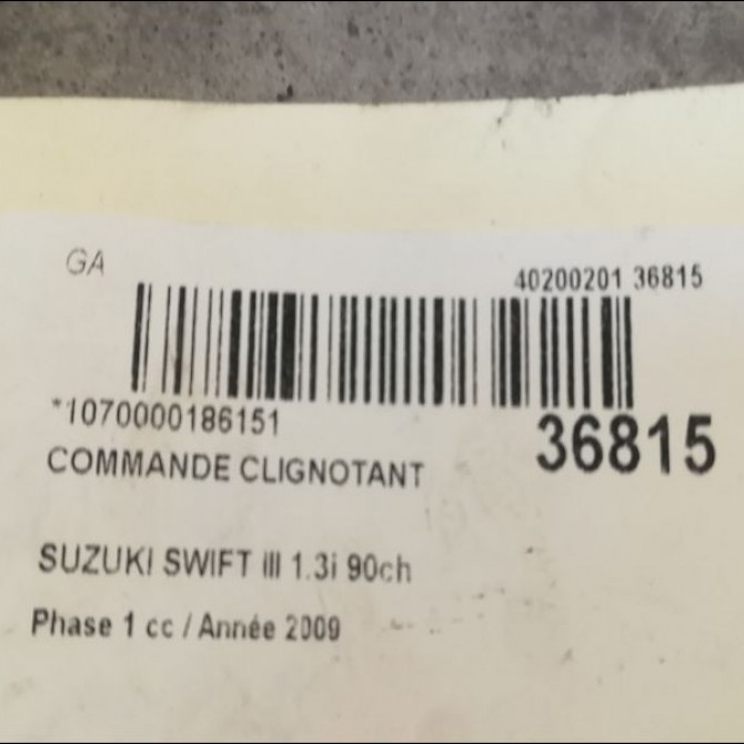 Commande clignotant occasion SUZUKI SWIFT III Phase 1 03-2005->09-2011 1.3i 90ch 3