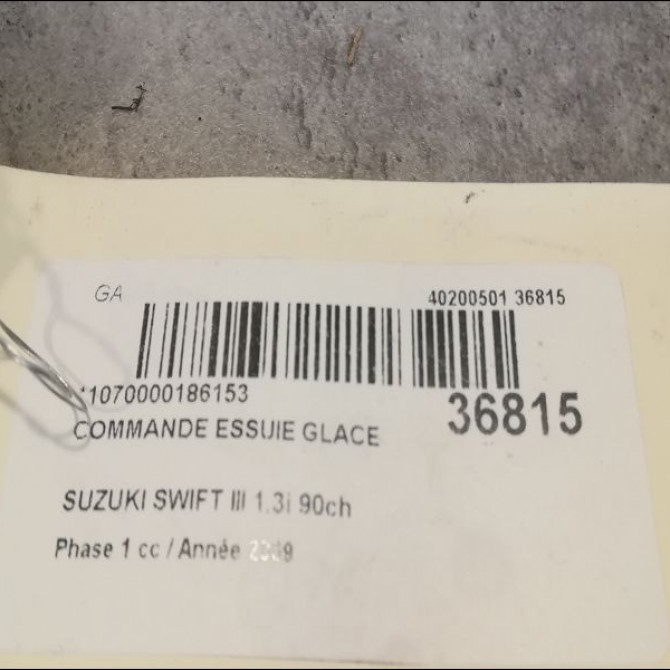 Commande essuie glace occasion SUZUKI SWIFT III Phase 1 03-2005->09-2011 1.3i 90ch 3