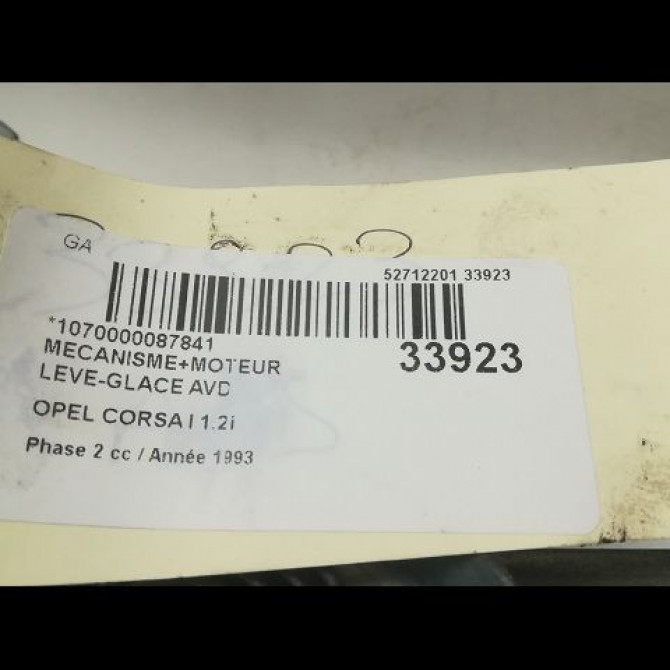 Mecanisme + moteur lève-glace avant droit occasion OPEL CORSA I Phase 2 07-1990->12-1991 1.2i 5