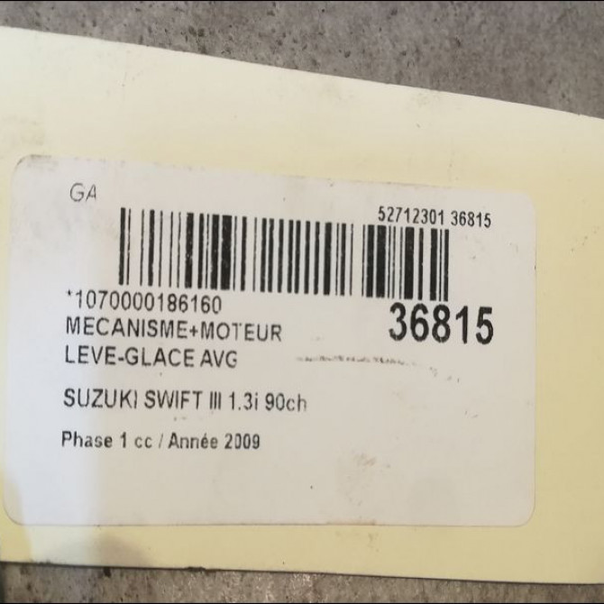 Mecanisme+moteur leve-glace avg occasion SUZUKI SWIFT III Phase 1 03-2005->09-2011 1.3i 90ch 3