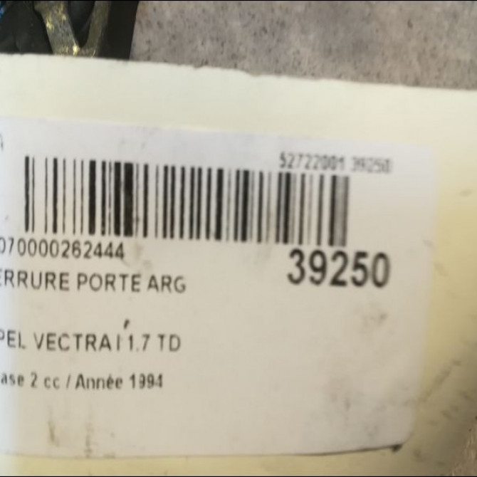 Serrure porte arg occasion OPEL VECTRA I Phase 2 07-1992->06-1995 1.7 TD 3