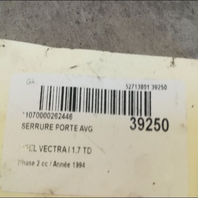 Serrure porte avg occasion OPEL VECTRA I Phase 2 07-1992->06-1995 1.7 TD 3