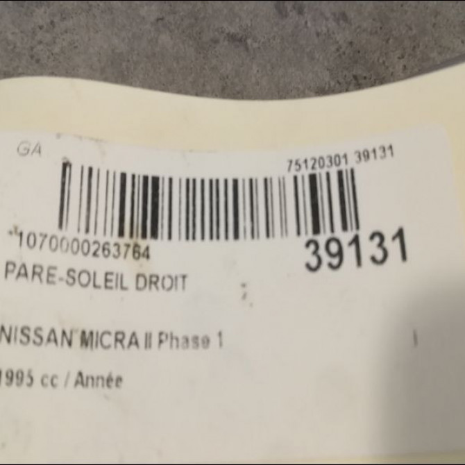 Pare-soleil droit occasion NISSAN MICRA II Phase 1 10-1992->09-1996 964005F200 3