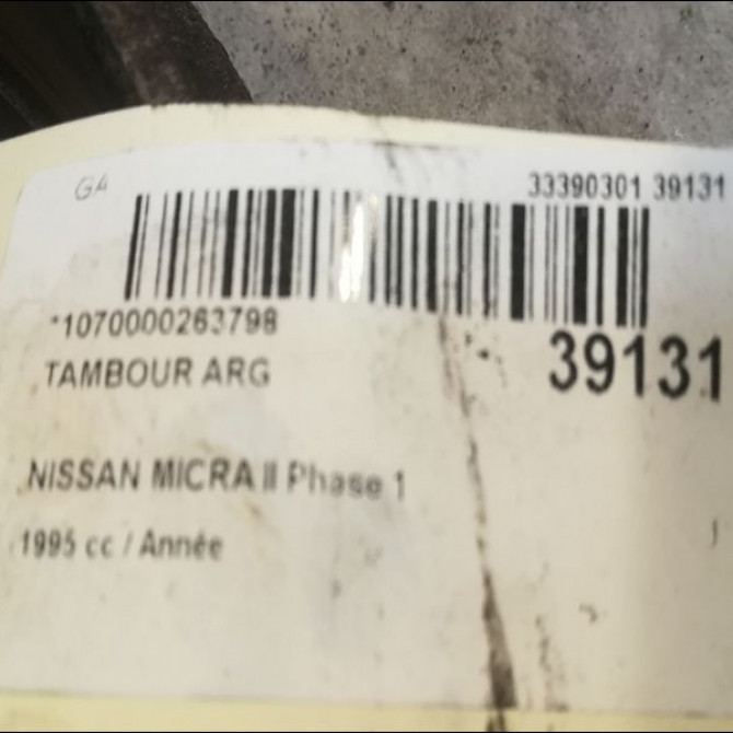 Tambour arrière gauche occasion NISSAN MICRA II Phase 1 10-1992->09-1996 432065F014 3