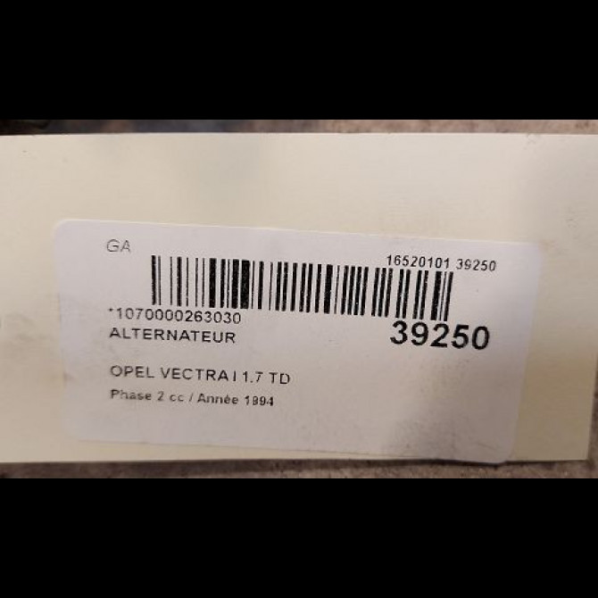 Alternateur occasion OPEL VECTRA I Phase 2 07-1992->06-1995 1.7 TD 3