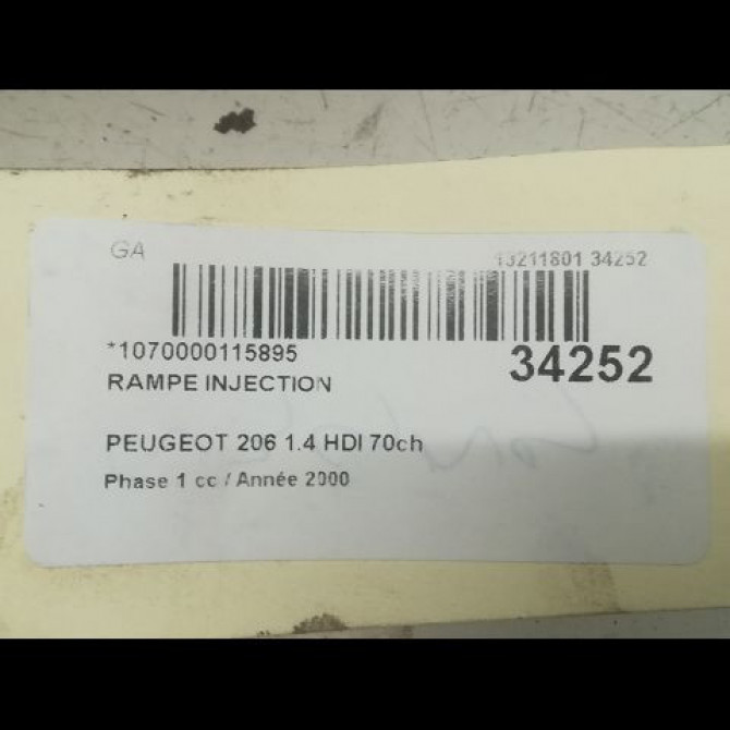 Rampe injection occasion PEUGEOT 206 Phase 1 09-1998->03-2009 1.4 HDI 70ch 157095 4