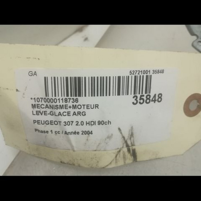Mecanisme+moteur leve-glace arg occasion PEUGEOT 307 Phase 1 04-2001->06-2005 2.0 HDI 90ch 9223A2 4