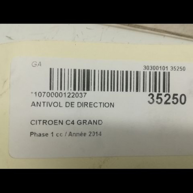 Antivol de direction occasion CITROEN C4 GRAND PICASSO II Phase 1 04-2013->... 1.6 e-HDi 115ch 9815905380 4
