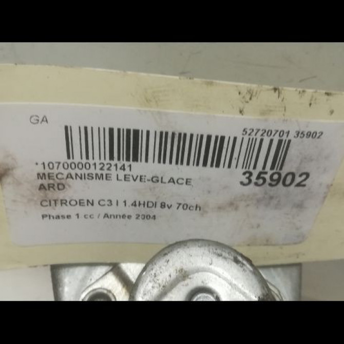 Mecanisme leve-glace arrière droit occasion CITROEN C3 I Phase 1 04-2002->10-2005 1.4HDI 8v 70ch 922475 4