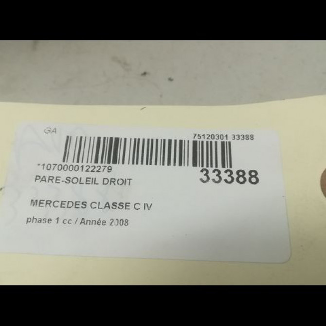 Pare-soleil droit occasion MERCEDES CLASSE C IV phase 1 02-2014->... C220 170ch 20481046109E86 3