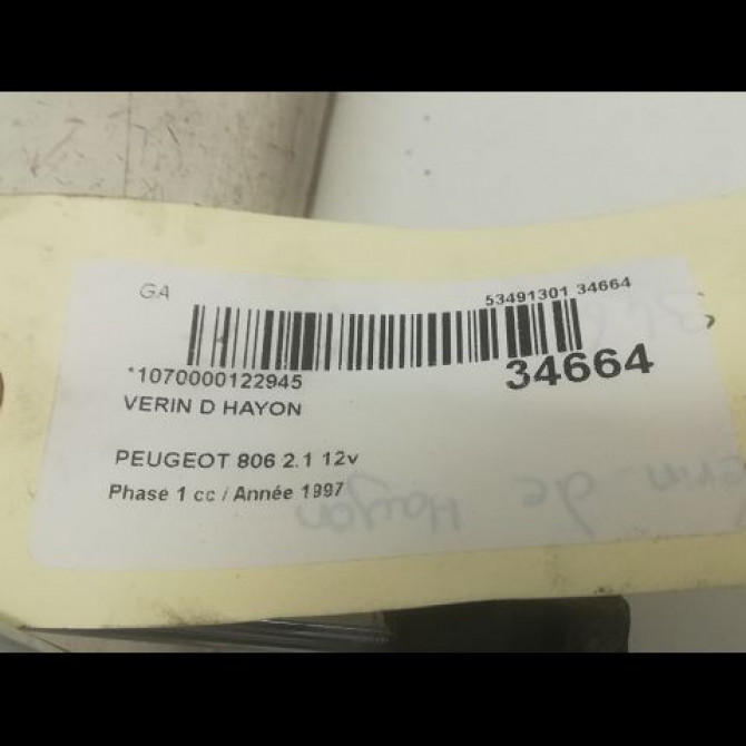Verin droit hayon occasion PEUGEOT 806 Phase 1 06-1994->12-2001 2.1 12v 8731C1 2