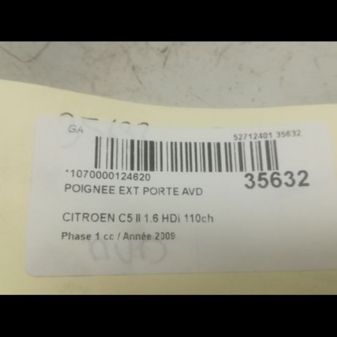 Poignee ext porte avd occasion CITROEN C5 II Phase 1 04-2008->... 1.6 HDi 110ch 9101HS 3