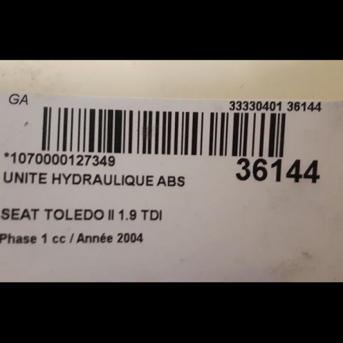 Unité hydraulique ABS occasion SEAT TOLEDO II Phase 1 04-1998->09-2004 1.9 TDI 130ch 3