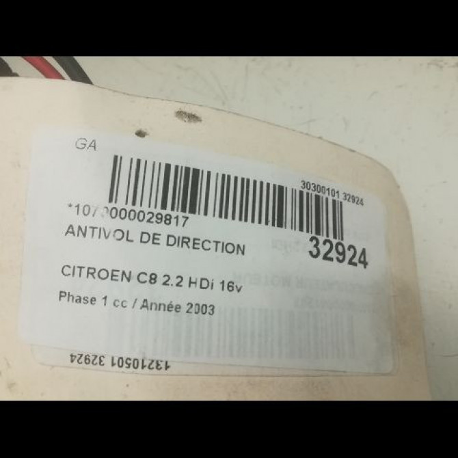 Antivol de direction occasion CITROEN C8 Phase 1 06-2002->... 2.2 HDi 16v 130ch 4162Y2 3
