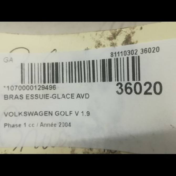 Bras essuie-glace avant droit occasion VOLKSWAGEN GOLF V Phase 1 11-2003->10-2008 1.9 TDI 90ch 1K195540903C 2