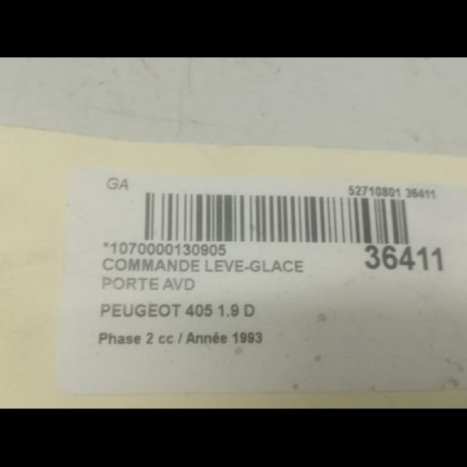 Commande lève-glace porte avant droite occasion PEUGEOT 405 Phase 2 07-1992->06-1996 1.9 D 3