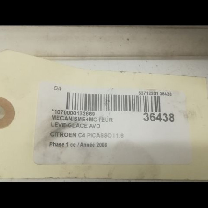 Mecanisme + moteur lève-glace avant droit occasion CITROEN C4 PICASSO I Phase 1 01-2007->10-2013 1.6 HDi 16v 110ch 9222CT 4