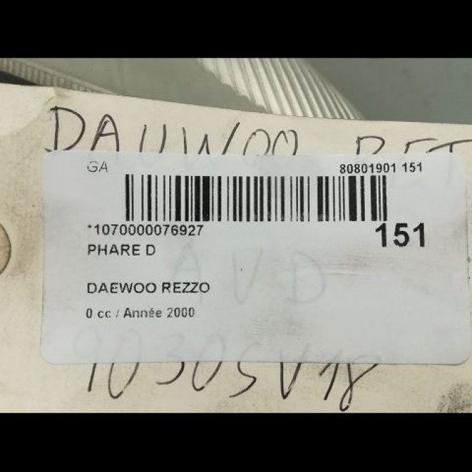 Phare droit occasion DAEWOO REZZO 3