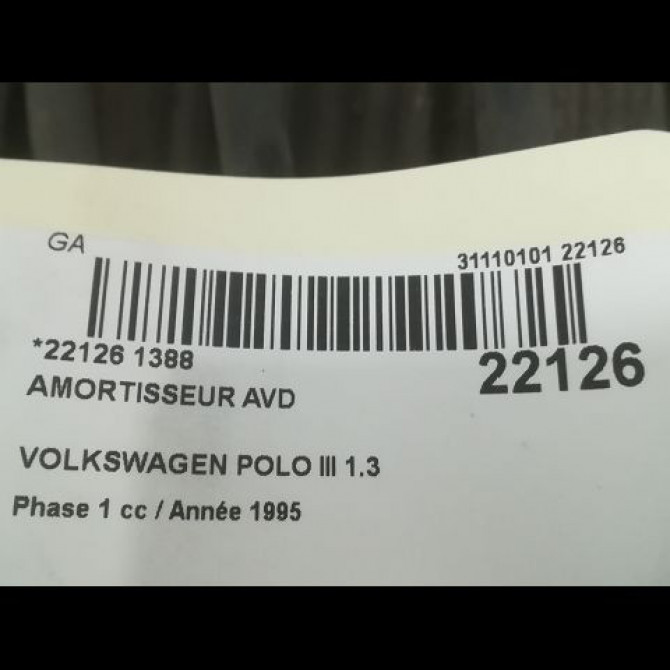 Amortisseur avant droit occasion VOLKSWAGEN POLO III Phase 1 10-1994->11-1999 1.3 6N0413031K 2