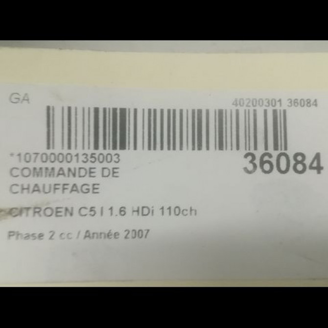 Commande de chauffage occasion CITROEN C5 I Phase 2 09-2004->06-2008 1.6 HDi 110ch 3