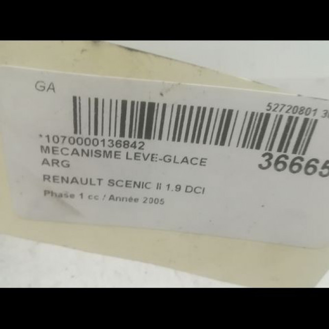 Mecanisme leve-glace arrière gauche occasion RENAULT SCENIC II Phase 1 03-2004->09-2006 1.9 DCI 120ch 8200636812 3