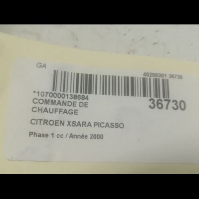 Commande de chauffage occasion CITROEN XSARA PICASSO Phase 1 12-1999->02-2004 1.8i 16v 6451HP 3