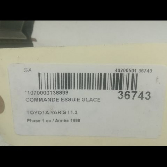 Commande essuie glace occasion TOYOTA YARIS I Phase 1 04-1999->03-2003 1.3 8465252040 3