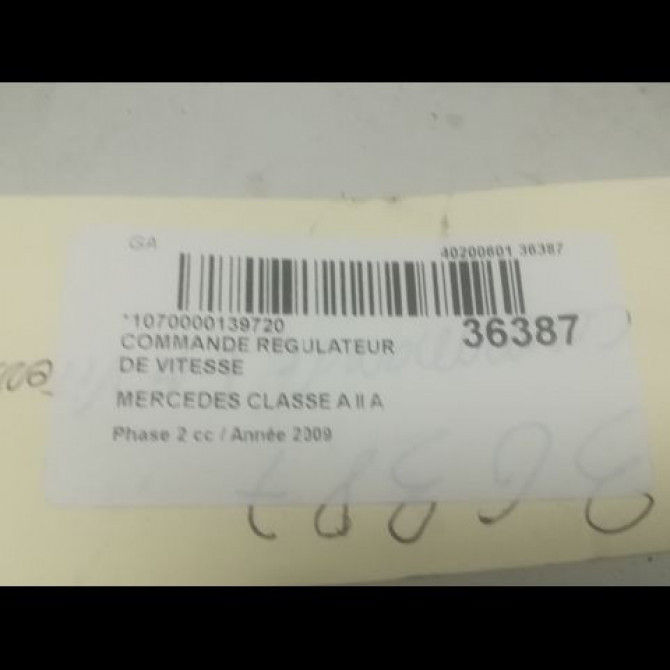 Commande regulateur de vitesse occasion MERCEDES CLASSE A II Phase 2 04-2008->06-2012 A 170 115ch 3