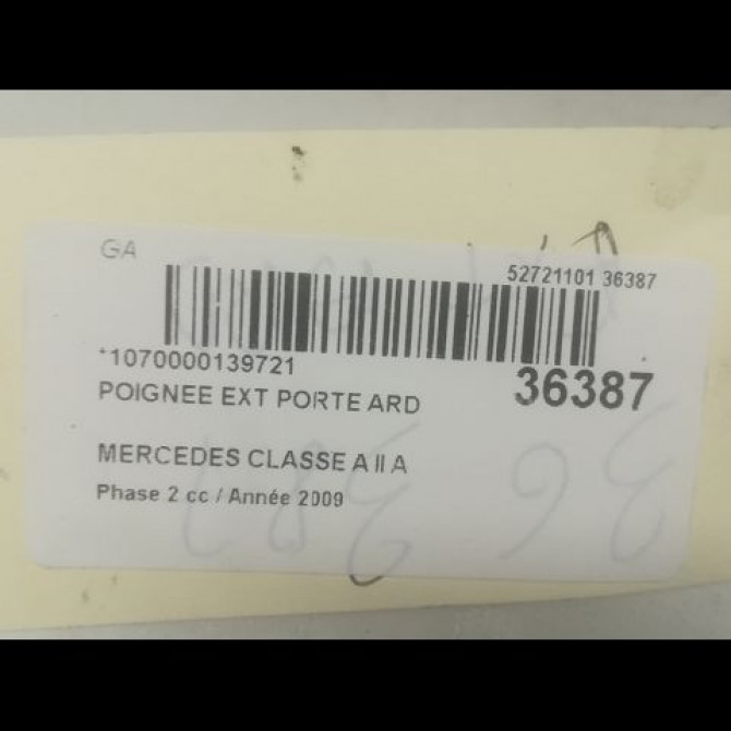 Poignee ext porte ard occasion MERCEDES CLASSE A II Phase 2 04-2008->06-2012 A 170 115ch 16976600029761 3