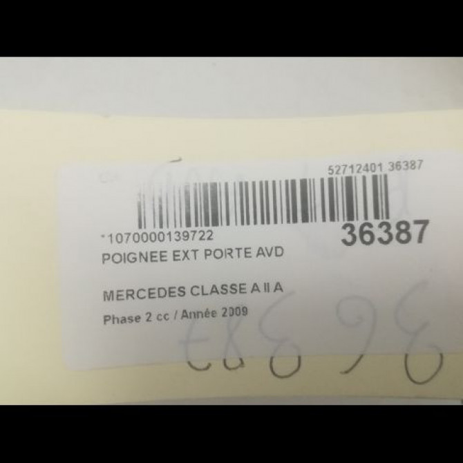 Poignee ext porte avd occasion MERCEDES CLASSE A II Phase 2 04-2008->06-2012 A 170 115ch 16976600029761 3