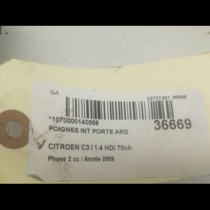 Poignee int porte ard occasion CITROEN C3 I Phase 2 10-2005->12-2010 1.4 HDi 70ch 9144E2 3