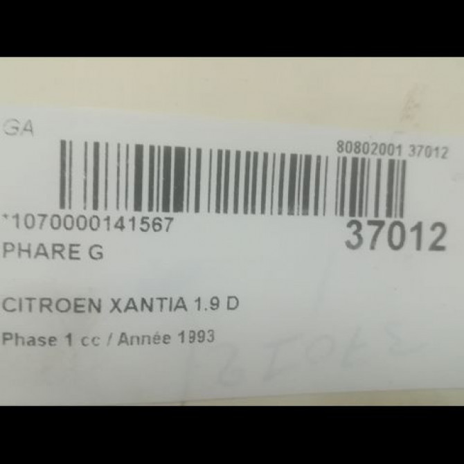 Phare gauche occasion CITROEN XANTIA Phase 1 03-1993->06-1998 1.9 D 95667947 3
