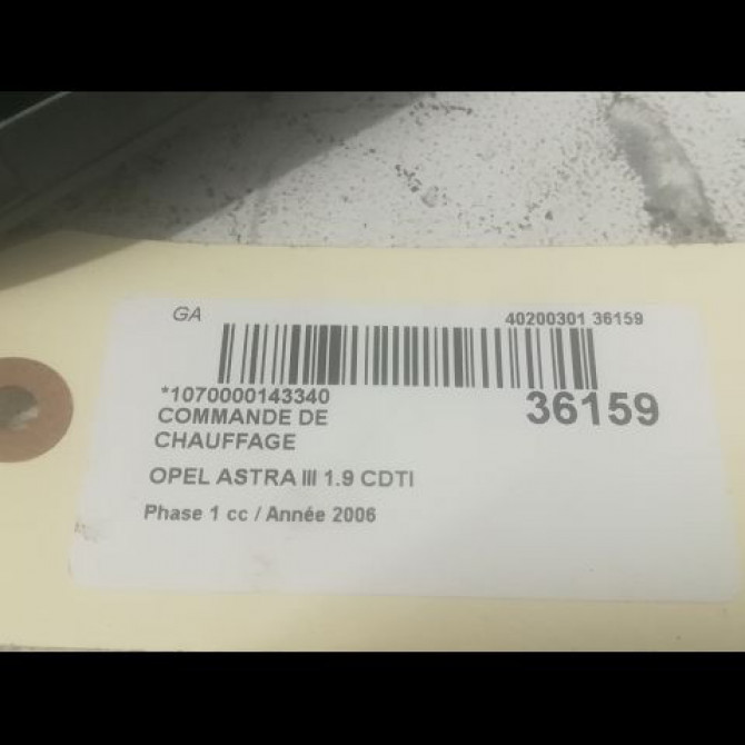 Commande de chauffage occasion OPEL ASTRA III ASTRA III Phase 1 2004-04-01->2006-12-31 1.9 CDTI 120ch 13245118 3