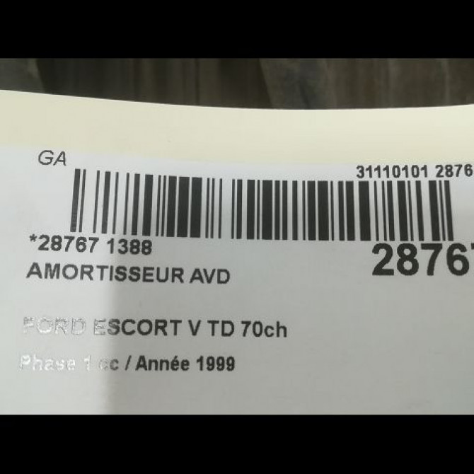 Amortisseur avant droit occasion FORD ESCORT V Phase 1 01-1995->08-2000 TD 70ch 2