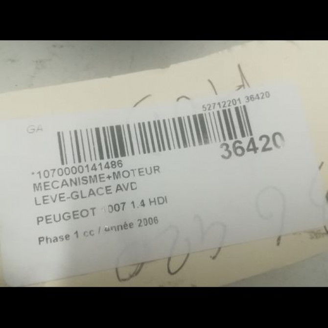 Mecanisme + moteur lève-glace avant droit occasion PEUGEOT 1007 Phase 1 04-2005->12-2010 1.4 HDI 9222Q9 3