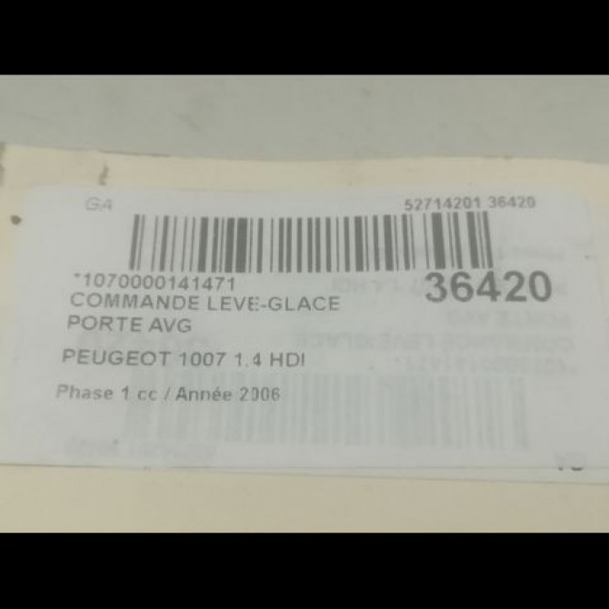 Commande lève-glace porte avant gauche occasion PEUGEOT 1007 Phase 1 04-2005->12-2010 1.4 HDI 6552ZG 3