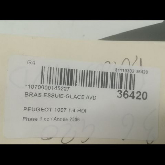 Bras essuie-glace avant droit occasion PEUGEOT 1007 Phase 1 04-2005->12-2010 1.4 HDI 6429Y0 2