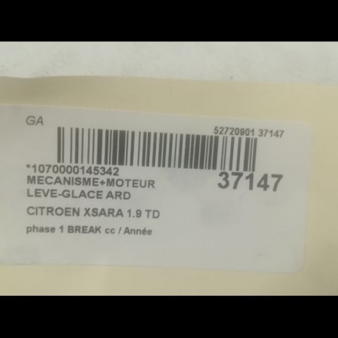 Mecanisme+moteur leve-glace ard occasion CITROEN XSARA phase 1 BREAK 02-1998->09-2000 1.9 TD 90ch 3