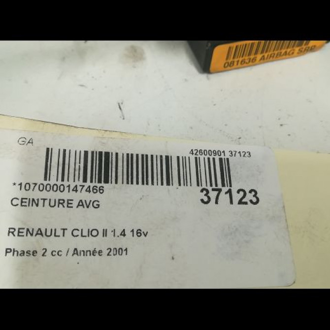 Ceinture avant gauche occasion RENAULT CLIO II Phase 2 06-2001->07-2006 1.4 16v 8200081638 4