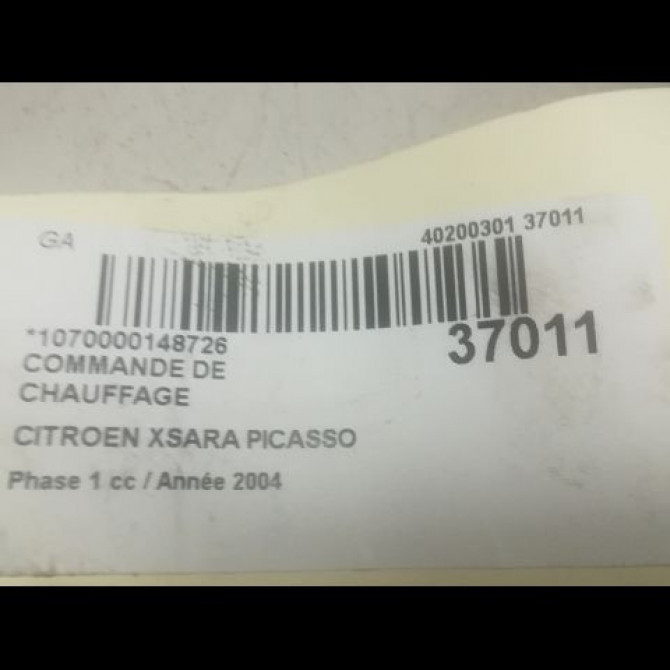 Commande de chauffage occasion CITROEN XSARA PICASSO Phase 1 12-1999->02-2004 2.0 HDi 90ch 6451NW 3